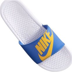 Niebieskie Klapki Nike Benassi Jdi Print 631261-104. Niebieskie klapki Nike, z dzianiny. W wyprzedaży za 159.00 zł.