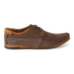 KOMODO Buty Męskie skórzane mokasyny 875 brązowe. Brązowe mokasyny bez wzorów, bez obcasa, bez zapięcia. Za 377.80 zł.