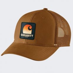 Czapka z daszkiem Carhartt Canvas Mesh-Back Crafted. Brązowe czapki z daszkiem Carhartt, bez wzorów, z meshu. Za 102.00 zł.