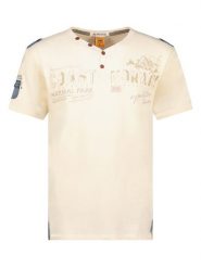 Geographical Norway Koszulka "Jantonio" w kolorze kremowym rozmiar: S. Brązowe bezrękawniki Geographical Norway, s, bez wzorów, z bawełny, bez kołnierzyka, bez ramiączek. Za 60.95 zł.