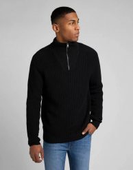 LEE HALF ZIP KNIT MĘSKI SWETER ROZPINANY BLACK L83YDE01 112322622. Czarne swetry rozpinane Lee, l, bez wzorów, bez kołnierzyka, bez ramiączek. Za 199.99 zł.