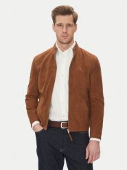 Serge Pariente Kurtka skórzana Sylvino Vs Brązowy Slim Fit. Brązowe kurtki Serge Pariente, m, bez wzorów, ze skóry, bez kaptura. Za 1,599.00 zł.