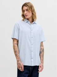 Jack & Jones Koszula Summer 12289160 Błękitny Regular Fit. Niebieskie koszule Jack & Jones, l, bez wzorów, ze lnu, bez kołnierzyka, bez ramiączek. Za 179.99 zł.