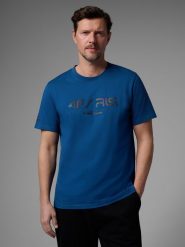 4F T-shirt regular z nadrukiem męski 4F x Robert Lewandowski - granatowy XL. Niebieskie t-shirty 4F, l, bez wzorów, z bawełny, bez kołnierzyka, bez ramiączek. Za 79.99 zł.