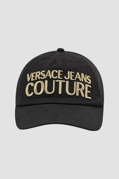 VERSACE JEANS COUTURE Czarna czapka z daszkiem. Czarne czapki z daszkiem Versace Jeans Couture, bez wzorów, z jeansu. W wyprzedaży za 127.99 zł.