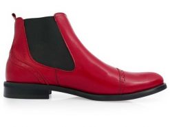 Modne czerwone męskie buty zimowe - sztyblety BZ9. Czerwone sztyblety Modini Moda Męska, z aplikacjami, z materiału, bez obcasa, bez zapięcia. W wyprzedaży za 396.00 zł.