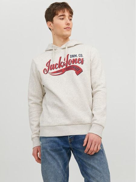 Jack & Jones Bluza Logo 12233597 Szary Standard Fit. Szare bluzy Jack & Jones, m, bez wzorów, z syntetyku, bez kaptura. Za 189.99 zł.