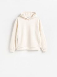 Bluza z kapturem - złamana biel. Bluzy z kapturem Reserved, l, bez wzorów, z dzianiny, z kapturem. Za 139.99 zł.