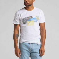 LEE SS PICTURE TEE MĘSKI T-SHIRT WHITE L60ZFE12 112113658. Białe t-shirty Lee, l, bez wzorów, bez kołnierzyka, bez ramiączek. Za 69.99 zł.