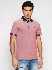 Jack&Jones Polo Paulos 12136668 Czerwony Slim Fit. Czerwone koszulki polo Jack&Jones, m, bez wzorów, z bawełny, bez kołnierzyka, bez ramiączek. Za 99.99 zł.