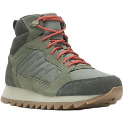 Buty trekkingowe Męskie Merrell Alpine Sneaker 2 Mid Polar Waterproof. Zielone buty trekkingowe Merrell, bez wzorów, z polaru, bez zapięcia. W wyprzedaży za 566.90 zł.
