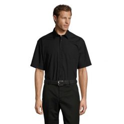 Męska Koszula Z Krótkim Rękawem Bristol Poplin. Niebieskie koszule SOL'S, m, bez wzorów, bez kołnierzyka, bez ramiączek. Za 130.99 zł.