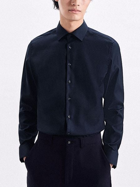 Seidensticker Koszula - Slim fit - w kolorze granatowym rozmiar: 44. Niebieskie koszule Seidensticker, bez wzorów, z bawełny, bez kołnierzyka, bez ramiączek. Za 88.02 zł.