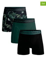 Muchachomalo Bokserki (3 pary) w kolorze czarno-zielonym rozmiar: M. Czarne bokserki MUCHACHOMALO, m, bez wzorów. Za 94.45 zł.