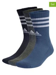 Adidas Skarpety sportowe (3 pary) w kolorze niebiesko-szaro-czarnym rozmiar: 31-33. Czarne skarpety Adidas, bez wzorów. Za 43.99 zł.