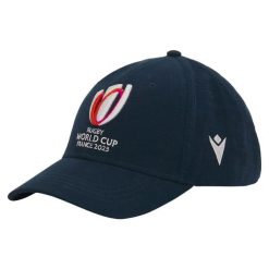 Czapka Macron RWC France 2023. Niebieskie czapki z daszkiem RUGBY WORLD CUP 2023, bez wzorów. Za 152.00 zł.