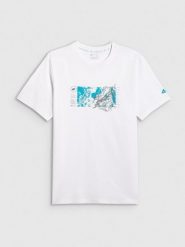 4F T-shirt regular z nadrukiem męski - biały M. Białe t-shirty 4F, m, bez wzorów, z bawełny, bez kołnierzyka, bez ramiączek. Za 69.99 zł.