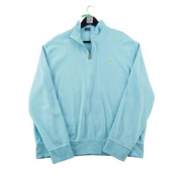 Second life - Bluza męska 1/4 zip 100% coton - Stan bardzo dobry. Niebieskie bluzy bez kaptura RALPH LAUREN, l, bez wzorów, z bawełny, bez kaptura. Za 249.96 zł.