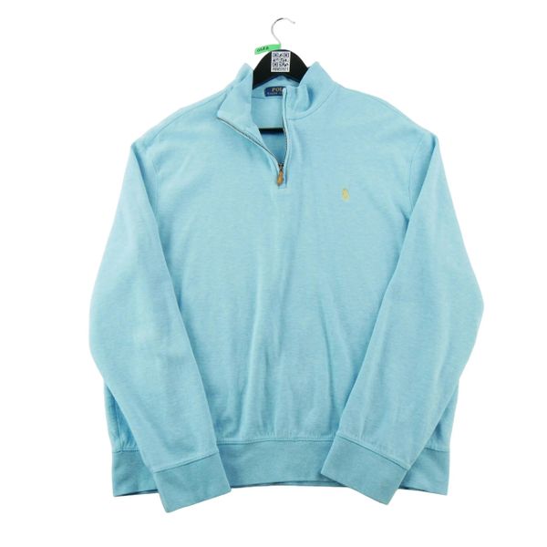 Second life - Bluza męska 1/4 zip 100% coton - Stan bardzo dobry. Niebieskie bluzy bez kaptura RALPH LAUREN, l, bez wzorów, z bawełny, bez kaptura. Za 249.96 zł.