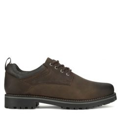 Półbuty Badura. Brązowe eleganckie półbuty Badura, bez wzorów, bez obcasa, bez zapięcia. Za 259.99 zł.