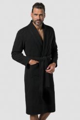 Męski Szlafrok odzież domowa kołnierz szalowy frotte do 8XL. Czarna szlafroki JAY-PI, m, bez wzorów, z bawełny, bez ramiączek, bez kaptura. Za 429.99 zł.