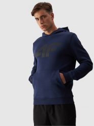 4F Bluza dresowa nierozpinana z kapturem męska - granatowa 3XL. Niebieskie bluzy 4F, m, bez wzorów, z bawełny, z kapturem. W wyprzedaży za 119.99 zł.