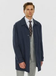 PAKO LORENTE – Granatowy wiosenny płaszcz męski P24SF-7X-001-G-0 - Pako Lorente. Niebieskie płaszcze Pako Lorente, na wiosnę, m, bez wzorów, klasyczne, bez kaptura. Za 299.99 zł.