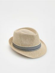 Pleciony kapelusz - beżowy. Brązowe kapelusze Reserved, bez wzorów. Za 69.99 zł.