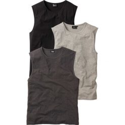 Shirt bez rękawów (3 szt.) bonprix antracytowy melanż + jasnoszary melanż + czarny. Bezrękawniki marki bonprix. Za 53.97 zł.