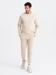 Komplet męski dresowy bluza + spodnie joggery – popielaty V1 Z79 - XXL. Szare joggery i bojówki Ombre Clothing, m, z aplikacjami, z bawełny. Za 113.99 zł.