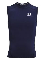 Under Armour Top sportowy "Armour Comp" w kolorze granatowym rozmiar: L. Niebieskie t-shirty sportowe Under Armour, bez wzorów, z materiału, bez ramiączek, outdoorowe. Za 78.66 zł.
