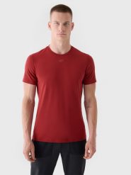 4F Koszulka treningowa regular szybkoschnąca męska - czerwona 3XL. Czerwone t-shirty 4F, m, bez wzorów, z dzianiny, bez kołnierzyka, bez ramiączek. W wyprzedaży za 59.99 zł.