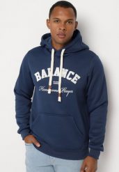 Granatowa Bluza z Bawełną i Kapturem Ozdobiona Napisem Arfesia. Niebieskie bluzy Born2be, l, bez wzorów, z bawełny. W wyprzedaży za 76.49 zł.