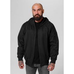 Kurtka przejściowa męska Pitbull z kapturem Longwood. Czarne kurtki PITBULL, m, bez wzorów, z softshellu, z kapturem. Za 279.00 zł.