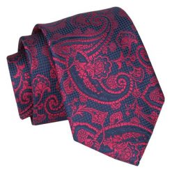 Krawat - ALTIES - Granatowo-Czerwony, Wzór. Czerwone krawaty i muchy Alties, bez wzorów, z tkaniny. Za 49.00 zł.