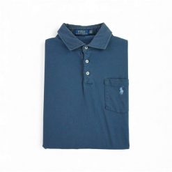 Second life - Koszulka polo z krótkim rękawem mężczyźni - Stan bardzo dobry. Niebieskie koszulki polo RALPH LAUREN, m, bez wzorów, bez kołnierzyka, bez ramiączek, na golfa. Za 114.17 zł.