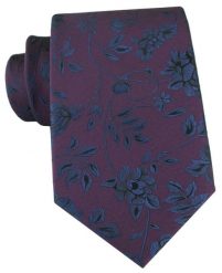 Bordowo-Śliwkowy Krawat w Granatowy Wzór Kwiatowy - Chattier. Czerwone krawaty i muchy Chattier, bez wzorów, z tkaniny. Za 55.00 zł.
