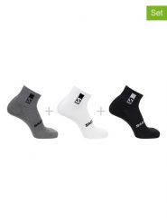 SALOMON Skarpety funkcyjne (3 pary) "Everyday Ankle" w kolorze szaro-biało-czarnym rozmiar: 36-38. Białe skarpety Salomon, bez wzorów, prążkowane. Za 34.93 zł.