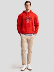 Bluza męska z kapturem z nadrukiem czerwona Herity 704. Czerwone bluzy BIG STAR, l, bez wzorów, z dzianiny, z kapturem. W wyprzedaży za 179.99 zł.