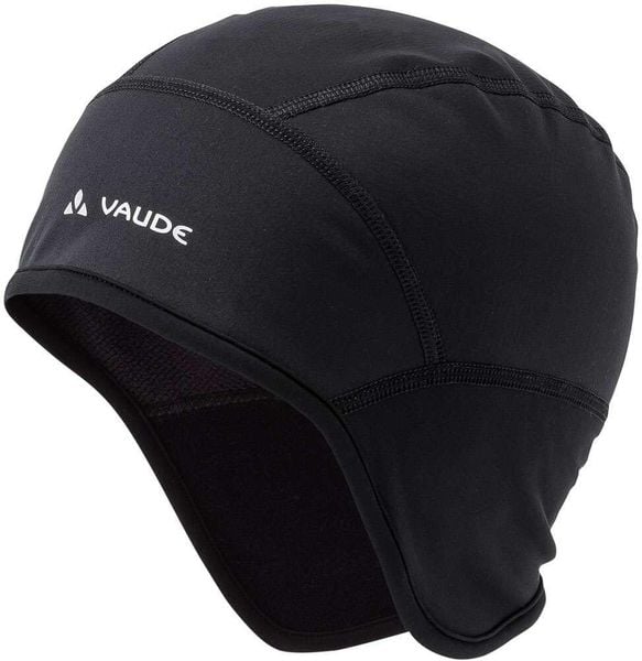 VAUDE Bike Windproof Cap III - wiatrówka czapka z polarem. Czarne czapki z daszkiem Vaude, bez wzorów, z materiału. Za 332.40 zł.