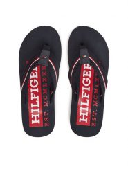 Tommy Hilfiger Japonki Corporate Hilfiger Beach FM0FM05436 Granatowy. Niebieskie japonki Tommy Hilfiger, bez wzorów, z materiału. Za 119.99 zł.