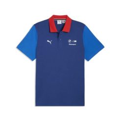 Męska koszulka polo BMW M MOTORSPORT Essentials PUMA. Niebieskie koszulki polo Puma, l, bez wzorów, bez kołnierzyka, bez ramiączek, do biegania. Za 229.00 zł.