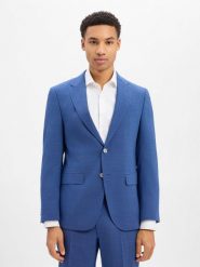 BOSS Męska marynarka garniturowa z wełny dziewiczej - Jasper Mężczyźni Regular Fit Sztuczne włókno niebieski jednolity, 58. Niebieskie marynarki Boss, do pracy, m, bez wzorów, z wełny, biznesowe. Za 1,499.95 zł.