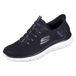 Buty do chodzenia męskie Skechers Summits High Range. Niebieskie buty sportowe casual Skechers, bez wzorów, z materiału, bez zapięcia. Za 426.00 zł.