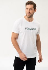 Bawełniany t-shirt T-NIGHT. Białe t-shirty Volcano, l, bez wzorów, z bawełny, bez kołnierzyka, bez ramiączek. Za 59.99 zł.