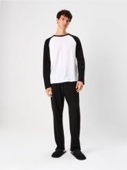 Piżama dwuczęściowa z bawełną - czarny. Czarne piżamy Sinsay, l, bez wzorów, z bawełny, bez ramiączek. Za 59.99 zł.