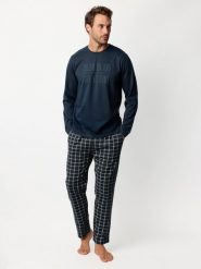 Admas Piżama "Admas" w kolorze granatowym rozmiar: S. Niebieskie piżamy admas, s, bez wzorów, z bawełny, bez ramiączek. Za 122.09 zł.