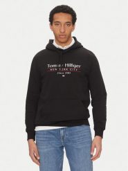 Tommy Hilfiger Bluza Center Stack MW0MW38672 Czarny Regular Fit. Czarne bluzy Tommy Hilfiger, m, bez wzorów, z bawełny, bez kaptura. Za 309.99 zł.