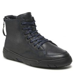 Trzewiki Badura. Niebieskie botki sznurowane Badura, bez wzorów, bez obcasa, bez zapięcia. Za 319.99 zł.