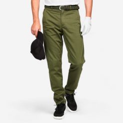 Spodnie do golfa chino męskie Inesis MW500 bawełna. Brązowe eleganckie spodnie INESIS, l, z bawełny, sportowe. Za 99.99 zł.